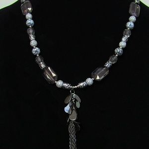 Black and Silver Chain Tassel Necklace
